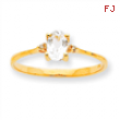 10k Polished Geniune Diamond & White Topaz Birthstone Ring