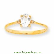 10k Polished Geniune Diamond & White Topaz Birthstone Ring