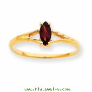 10k Polished Geniune Garnet Birthstone Ring