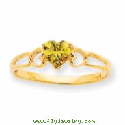 10k Polished Geniune Peridot Birthstone Ring
