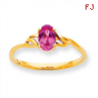 10k Polished Geniune Pink Tourmaline Birthstone Ring