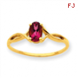 10k Polished Geniune Pink Tourmaline Birthstone Ring