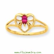 10k Polished Geniune Ruby Birthstone Ring