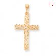 10k Satin Polished Antiqued Cross Pendant