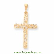 10k Satin Polished Antiqued Cross Pendant