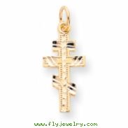 10k Solid Flat-Backed Eastern Orthodox Cross Pendant