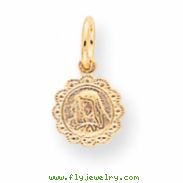 10k Solid Satin Polished Our Lady of Sorrows Disc Pendant