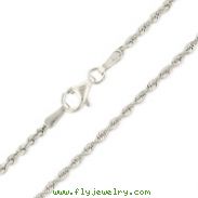 10K White Gold 1.8mm Diamond Cut Solid Rope Chain
