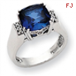 10k White Gold Diamond and Created Sapphire Ring