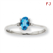 10k White Gold Polished Geniune Diamond/Blue Topaz Birthstone Ring