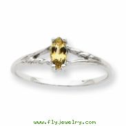 10k White Gold Polished Geniune Peridot Birthstone Ring