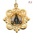 10K Yellow Gold 25.75x25.75 Milagrosa Framed Enamel Pend