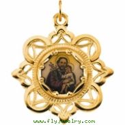 10K Yellow Gold 25.75x25.75 St.joseph Framed Enamel Pend.