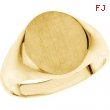 10K Yellow Gold Gents Solid Oval Signet Ring With Brush Finished Top