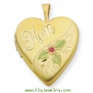 1/20 Gold Filled 20mm Enameled Mom Heart Locket chain