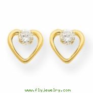 14 Heart w/CZ Post Earrings