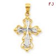 14k & Rhodium Cross Pendant