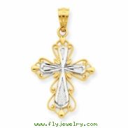 14k & Rhodium Cross Pendant