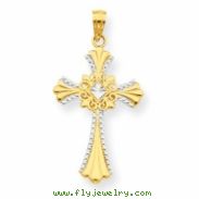 14k & Rhodium Cross Pendant