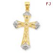 14k & Rhodium Cross Pendant