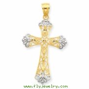 14k & Rhodium Cross Pendant