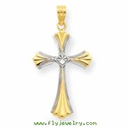 14k & Rhodium Cross Pendant