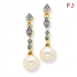 14k & Rhodium Cultured Pearl & Diamond Earrings