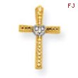 14k & Rhodium Diamond-cut Cross Pendant