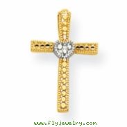 14k & Rhodium Diamond-cut Cross Pendant