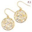 14K & Rhodium Diamond-cut Filigree Circle Wire Earrings