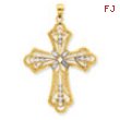 14K & Rhodium Filigree Cut-Out Cross Pendant