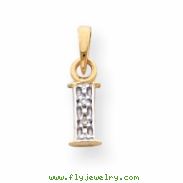 14k & Rhodium Polished .01ct Diamond Initial I Charm