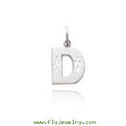 14K  White Gold  Diamond-Cut Initial D Charm