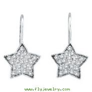 14K  White Gold .50ct Diamond Star Dangle Earrings