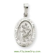 14K  White Gold Saint Christopher Medal Charm