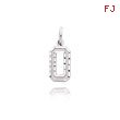 14K  White Gold Small Diamond-Cut Number 0 Charm
