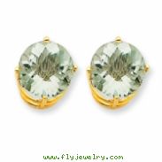 14k 10mm Round Green Amethyst Earring