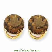 14k 10mm Round Smokey Quartz Earring