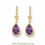 14k 10x7mm Pear Amethyst leverback earring