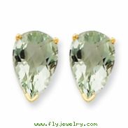 14k 12x8 Pear Green Amethyst Earring