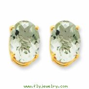 14k 14x10 Oval Green Amethyst Earring