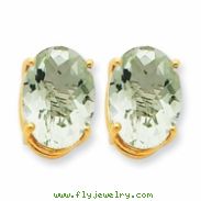 14k 14x10 Oval Green Amethyst Earring