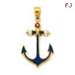 14K 2-D Red, White, and Blue Enameled Anchor Pendant