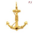 14K 3-D Solid Anchor with Rope Pendant