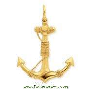 14K 3-D Solid Anchor with Rope Pendant