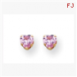 14K 4mm Pink Heart CZ Earrings