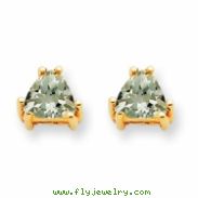 14k 5mm Trillion Green Amethyst Earring