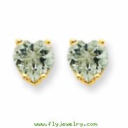 14k 6mm Heart Green Amethyst Earring