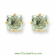 14k 6mm Square Green Amethyst Earring