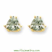 14k 6mm Trillion Green Amethyst Earring